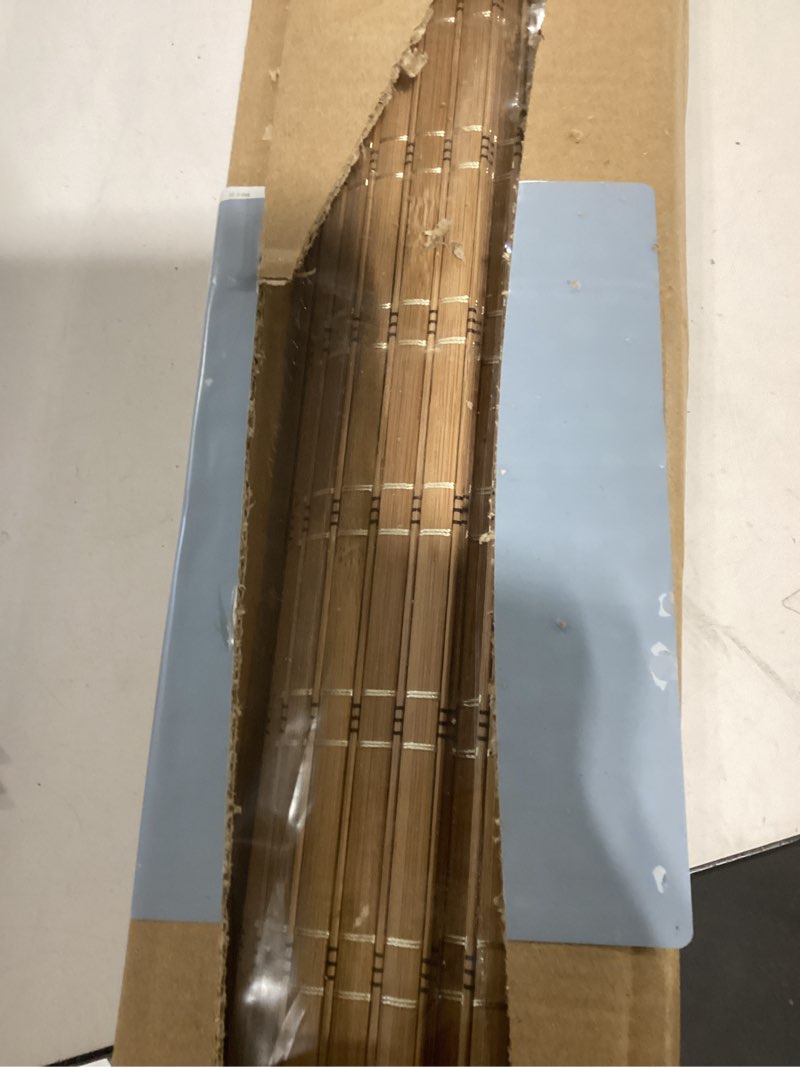 Condition photo showing Good Condition for LazBlinds No Tools No Drill Cordless Bamboo Roman Shades, Light Filtering Window Treatment, Roll Up Bamboo Blinds for Windows 41'' W x 48'' H, Brown Light Filtering-brown206 41" W x 48" H