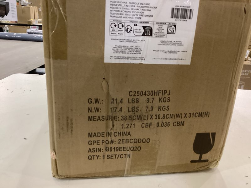 Condition photo showing New/Like New for Amazon Basics Kitchen Dinnerware Set, Microwave and Dishwasher Safe, Plates, Bowls, Service for 6, 18-Piece, White