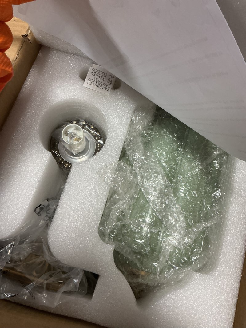 Condition photo showing New/Like New for vintage wall sconce, green milk glass light fixture, 5.5in art deco antique wall sconce for bedroom bathroom living room hallway entryway, e12 led bulb included, antique gold & green 1 pack antique gold & green 5.5in 1