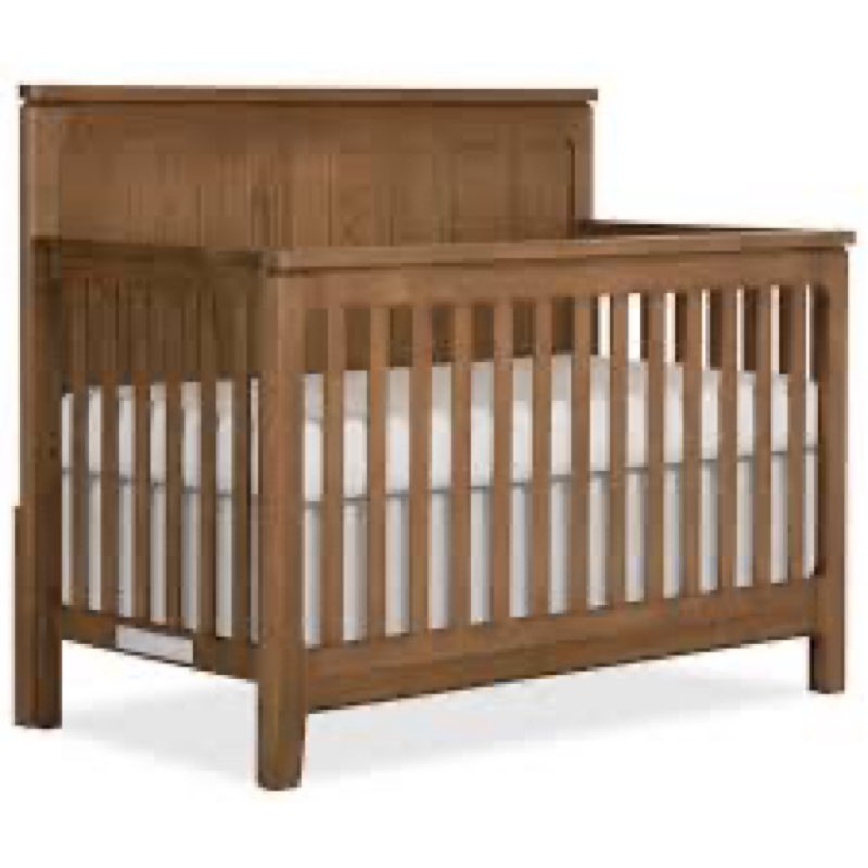 évolur Oakley 5-in-1 Convertible Full-Size Baby Crib in Hickory, GreenGuard Gold & JPMA, 3 Mattress 