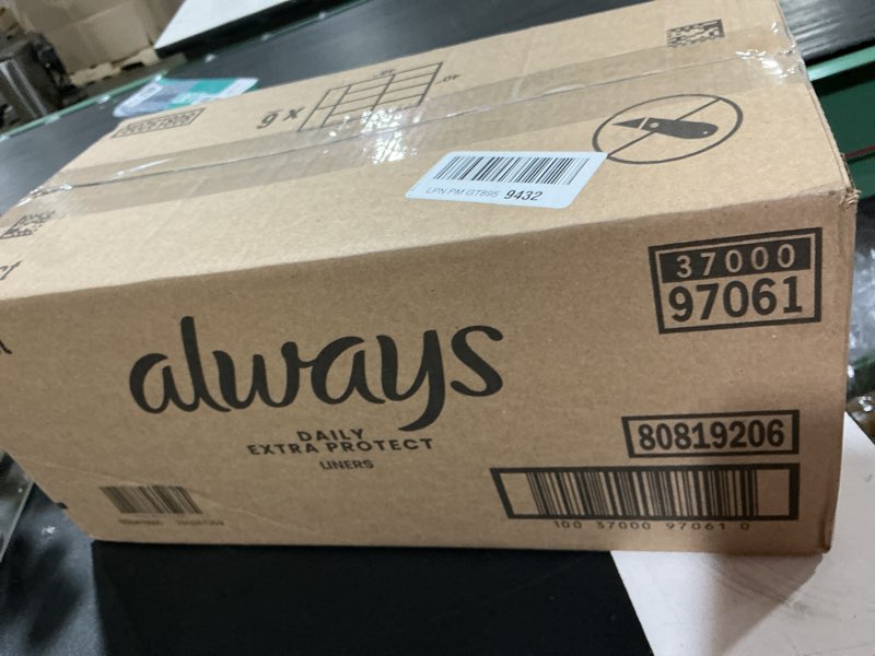 Condition photo showing New/Like New for always panty liners for women anti-bunch xtra protection daily liners, extra long, unscented, 92 count x 4 (368 total) 368.0
