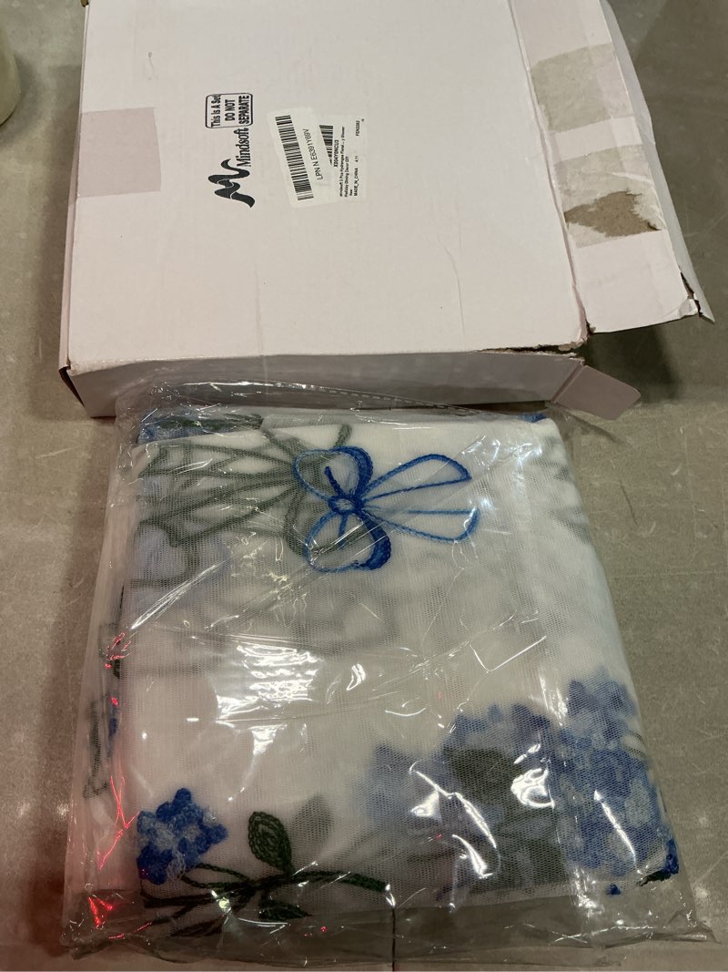 Condition photo showing Good Condition for mindsoft 3 pcs hydrangea floral table runner 10ft gauze embroidery blue hydrangea decor flower spring summer tulle lace table runner for wedding bridal baby shower holiday dining decor diy