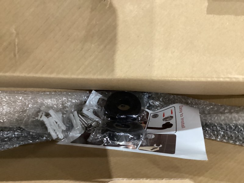 Condition photo showing As Is for Black Angled Grab Bar 16x16 Inch, Stainless Steel Bathroom Grab Bar w/Anti-Slip Knurled Grip, Wall Mounted Bathtub Toilet Safety Handrail for Elderly Senior, L-Shaped Grab Bar for Shower Black 16x16 inch