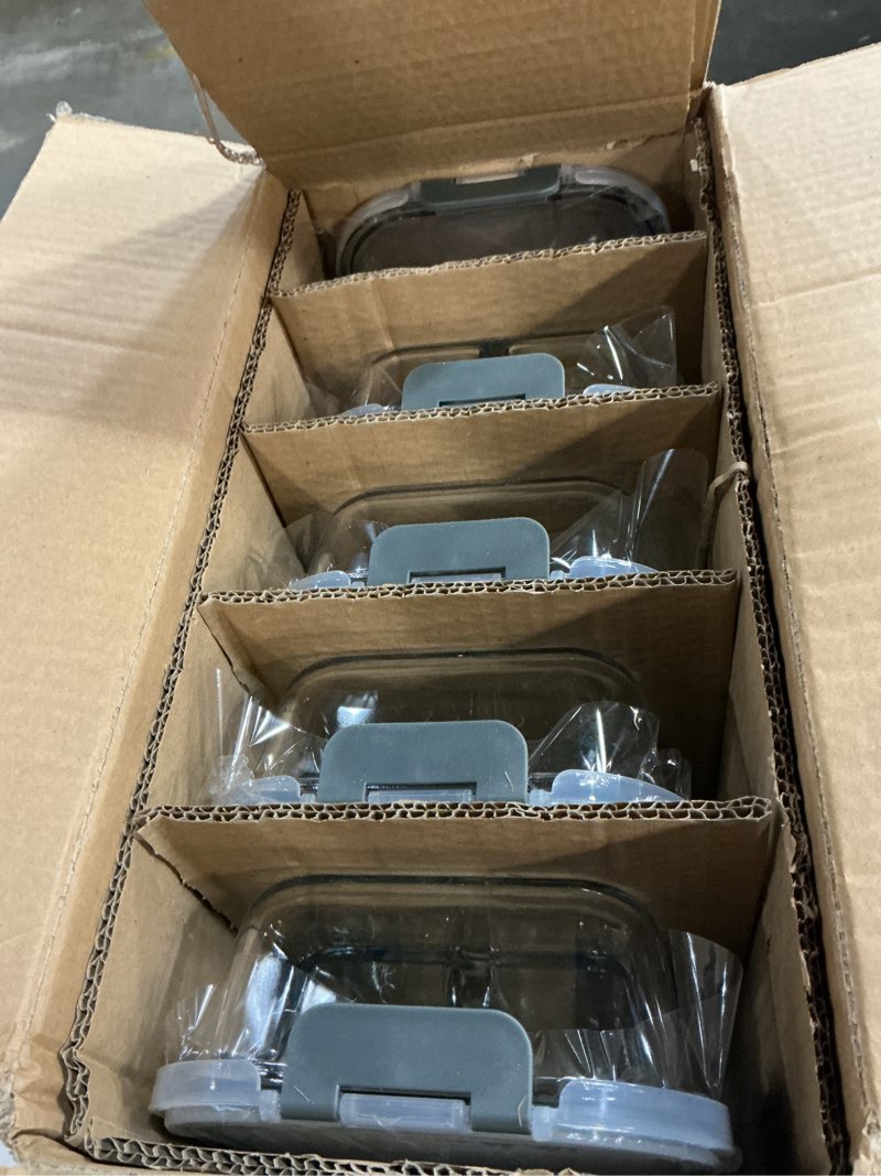 Condition photo showing New/Like New for M MCIRCO [5-Pack, 36 oz] Glass Meal Prep Containers 3 Compartment with Lids, Glass Lunch Containers,Food Prep Lunch Box,Bento Box,Microwave, Oven, Freezer, Dishwasher (4.5 Cups) Gray
