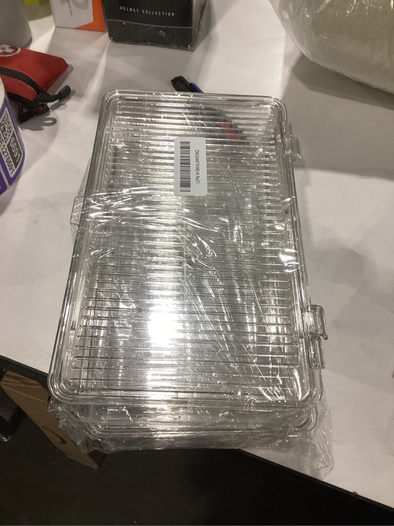 Condition photo showing Good Condition for 2 pack bacon container for refrigerator, clear plastic storage bin with lid,refrigerator fridge storage organizer storage box for coffee, bathroom, kitchen, snack, beauty