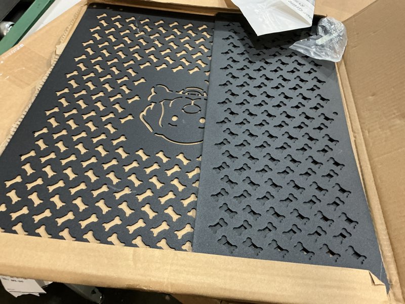 Condition photo showing Good Condition for rv screen door protector for dogs, adjustable dog head and bone design rv entry door grille, heavy-duty aluminum, fits 18.07" to 33.64", perfect for rv, camper