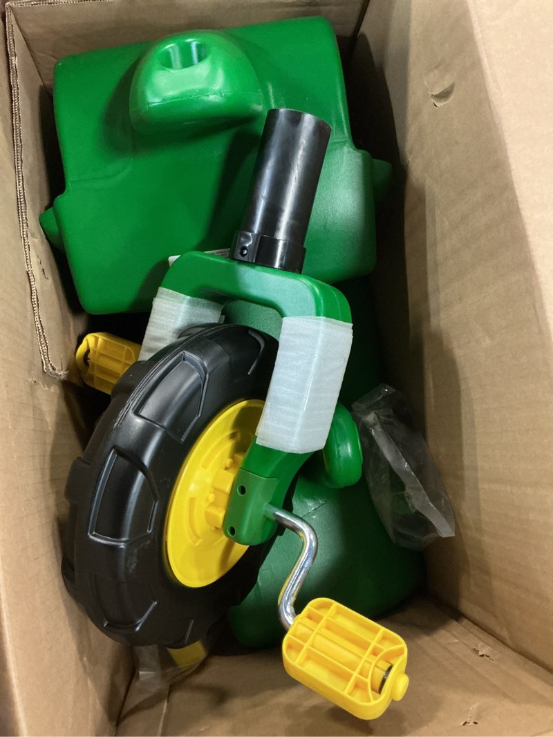 Condition photo showing Good Condition for john deere ride on toys pedal tractor with wagon for kids aged 18 months to 3 years, green/yellow
