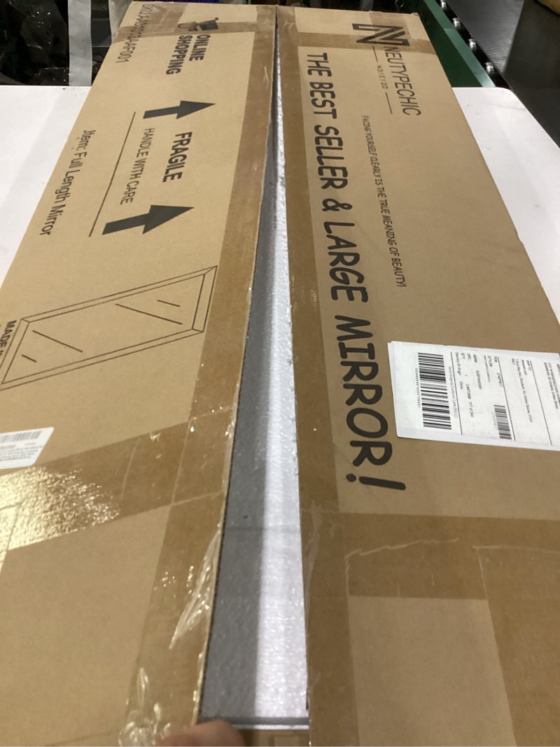 Condition photo showing Good Condition for natsukage full length mirror wall mirror full length mirror for wall hanging or leaning against wall dressing mirror body mirror aluminum alloy frame (44"x16", black) (aa01013aaf001-usam022-vc)
