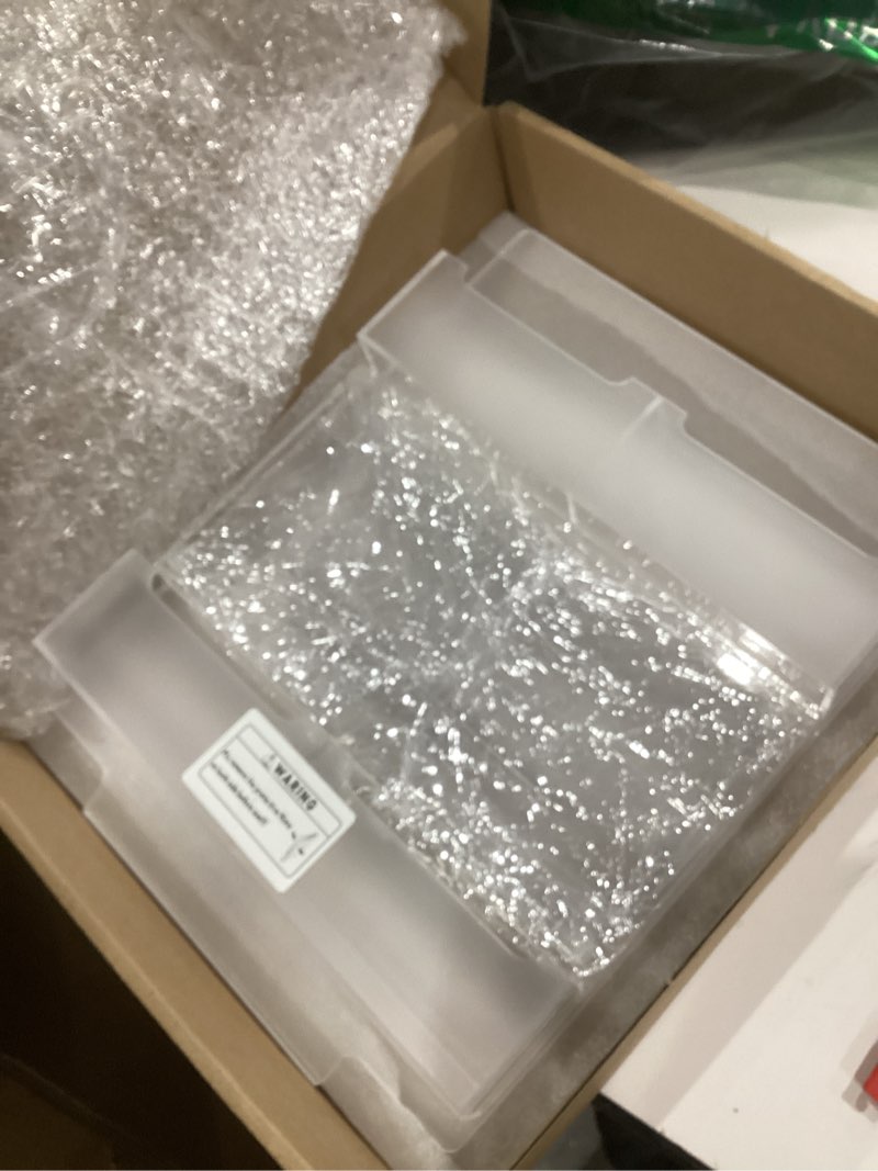 Dunzoom Acrylic Greeting Display 3.7'', 4 Slots Postcard Display Stand, Adjustable Sticker Stand, No