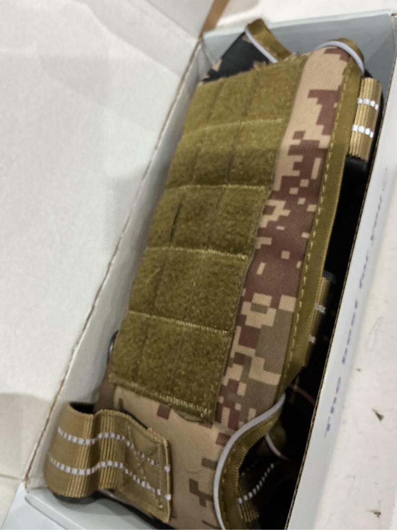 Condition photo showing Good Condition for dog harness for large dogs heavy duty, no pull tactical dog harness with molle system, easy on and off service dog vest, breathable padded, adjustable reflective pet vest for walking hiking training xl(neck:21-32",chest:26-39"),75-135 lbs desert camo