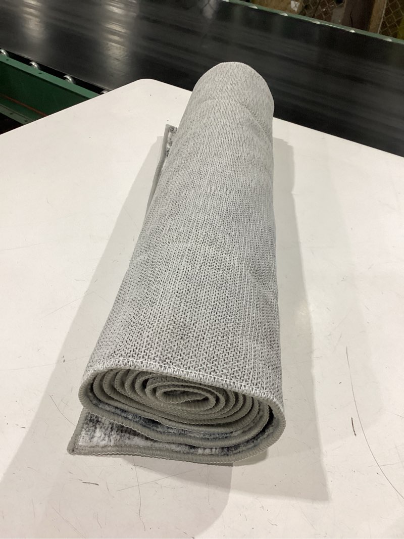 Condition photo showing Good Condition for iohouze abstract runner rug 2x7 ft washable runners for hallways, non slip kitchen runner printed faux wool entryway runners indoor, modern abstract floor carpet for hall kitchen bedroom, black gey 2' x 7' (runner) black/grey/white