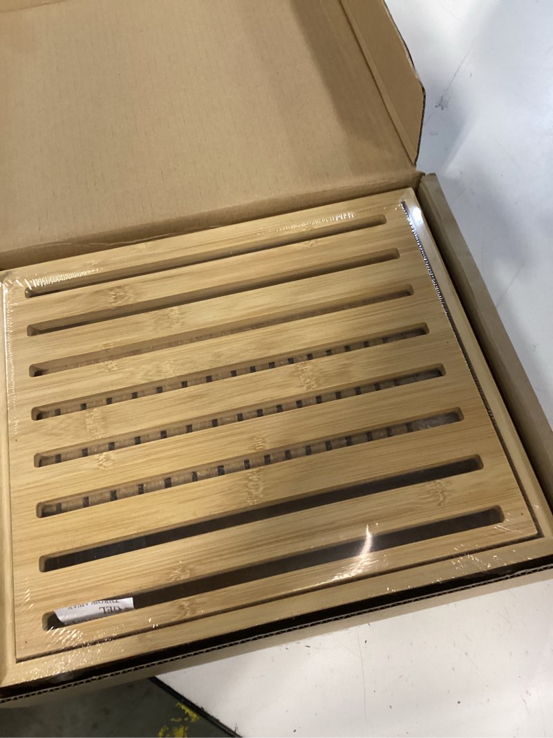 Condition photo showing New/Like New for 10.5" bamboo bread slicer for homemade bread - sourdough slicing guide with crumb catcher & stable mortise-tenon structure - baking gifts for valentine's day
