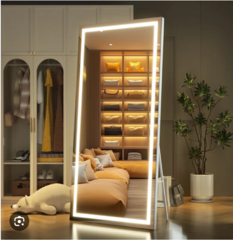 Modern & Contemporary Lighted Full-Length Mirror with Tempered Glass & 3-Year Warranty