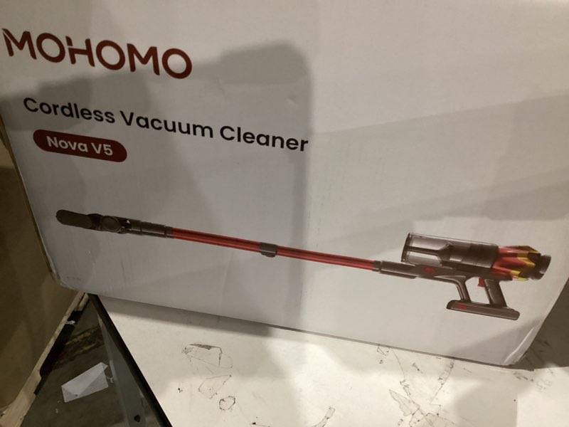 Condition photo showing As Is for Cordless Vacuum Cleaner, 650W 55KPa 70Mins Vacuum Cleaners for Home, Self-Standing Stick Vacuum with Anti-Tangle Brush & OLED Touch Screen, Vacuum Cleaner for Hardwood Floors,Carpet,Pet Hair,Car (Red)