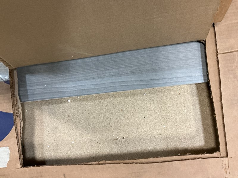 Condition photo showing As Is for Bush Home Somerset 60W L Shaped Desk with Hutch in Platinum Gray Platinum Gray 60W(incomplete)