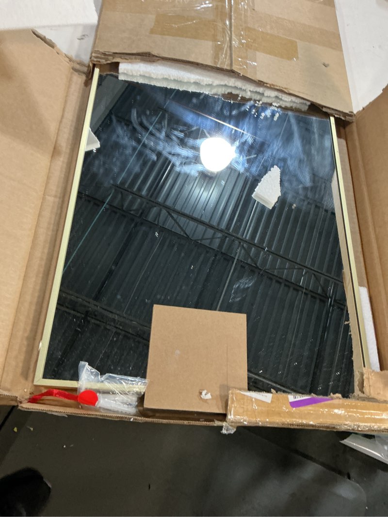Condition photo showing Good Condition for delma full length mirror, large floor mirror for wall, bedroom, bathroom, living room with aluminium frame (stand, arch 56x15-gold) gold frame 56"l x 15"w