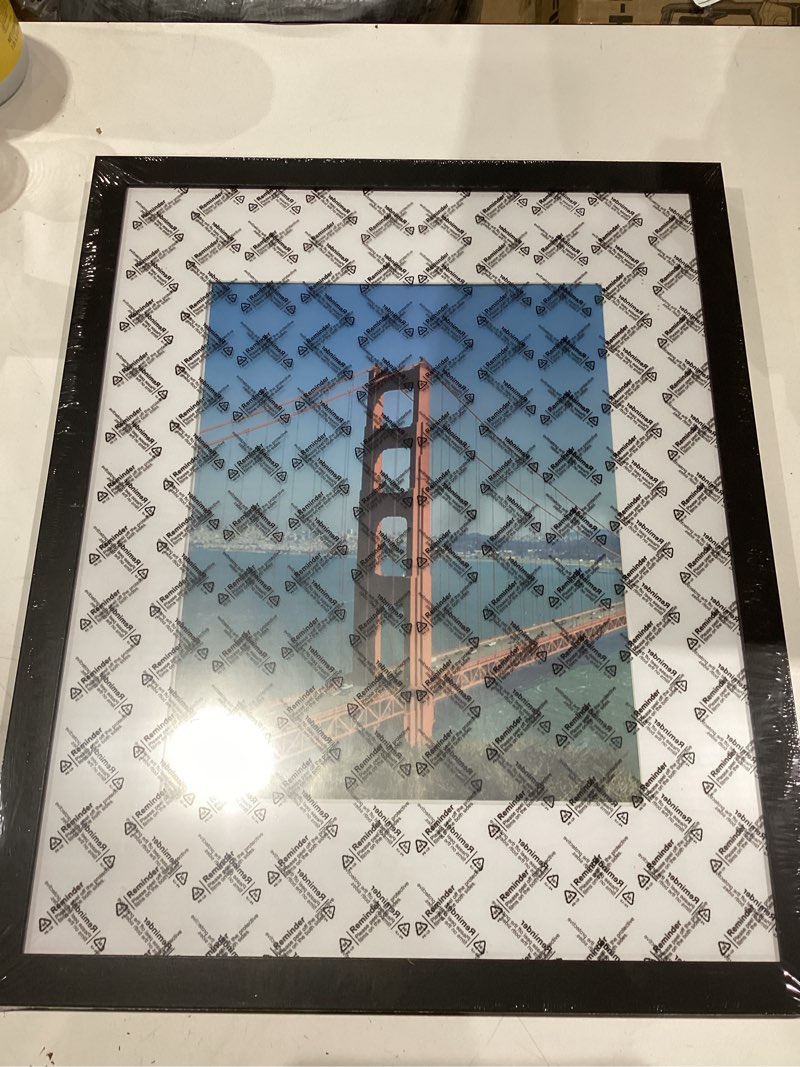 Condition photo showing Good Condition for pealsn 16x20 picture frame set of 2, display pictures 11 x 14 with mat or 16 x 20 without mat for wall mounting display, poster frames, black. black 16 x 20