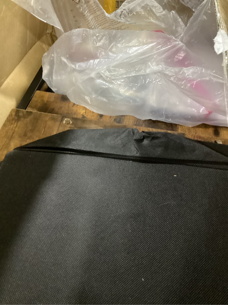 Condition photo showing As Is for devaise 2 drawer mobile file cabinet, rolling printer stand with open storage shelf, fabric vertical filing cabinet fits a4 or letter size for home office, rustic brown wood grain print