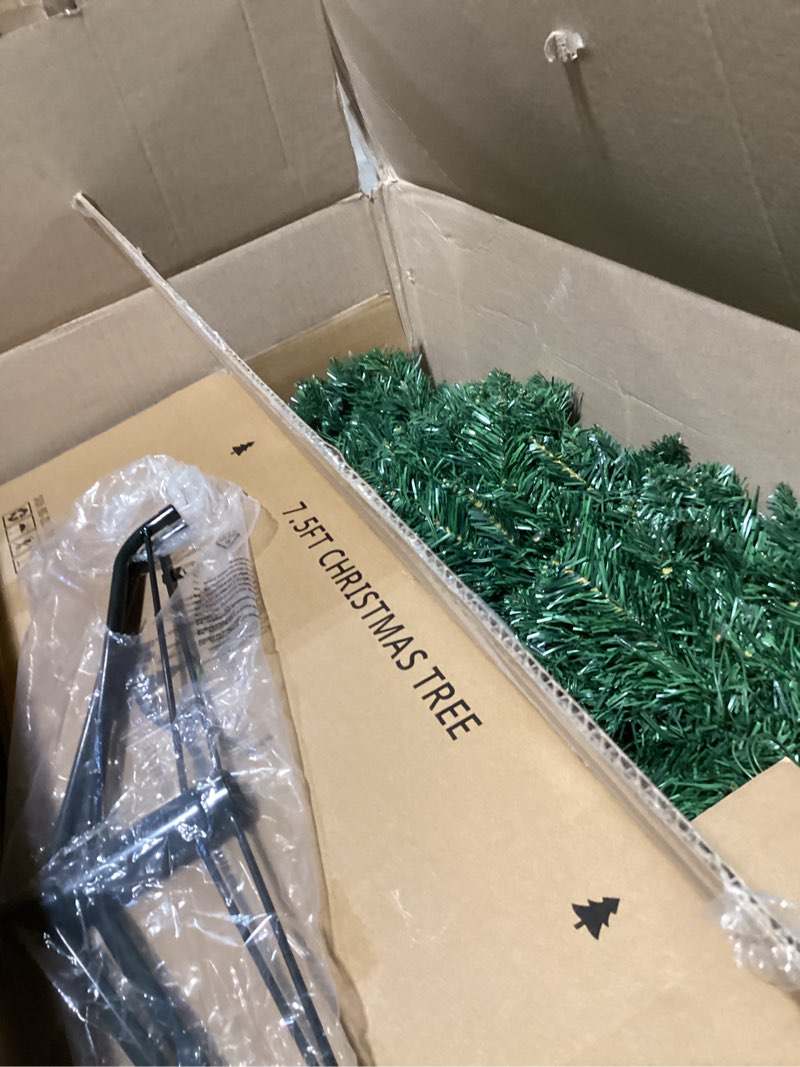 Condition photo showing Good Condition for 7.5 FT Pre-lit Christmas Tree Spruce with Remote Control, 450 Warm White Multi-Color Changing LED Lights, Artificial Hinged/Feel Real/Realistic for Home, Holiday Decoration Dual Color LED Green Green 7ft 6in