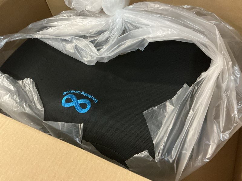 Condition photo showing Good Condition for Everlasting Comfort Car Seat Cushion for Driving - Wedge Car Cushion for Office, Travel, Gaming Chair Memory Foam Driver Booster for Short People, Non-Slip, Washable Cover, Back & Sciatica Relief Executive Black