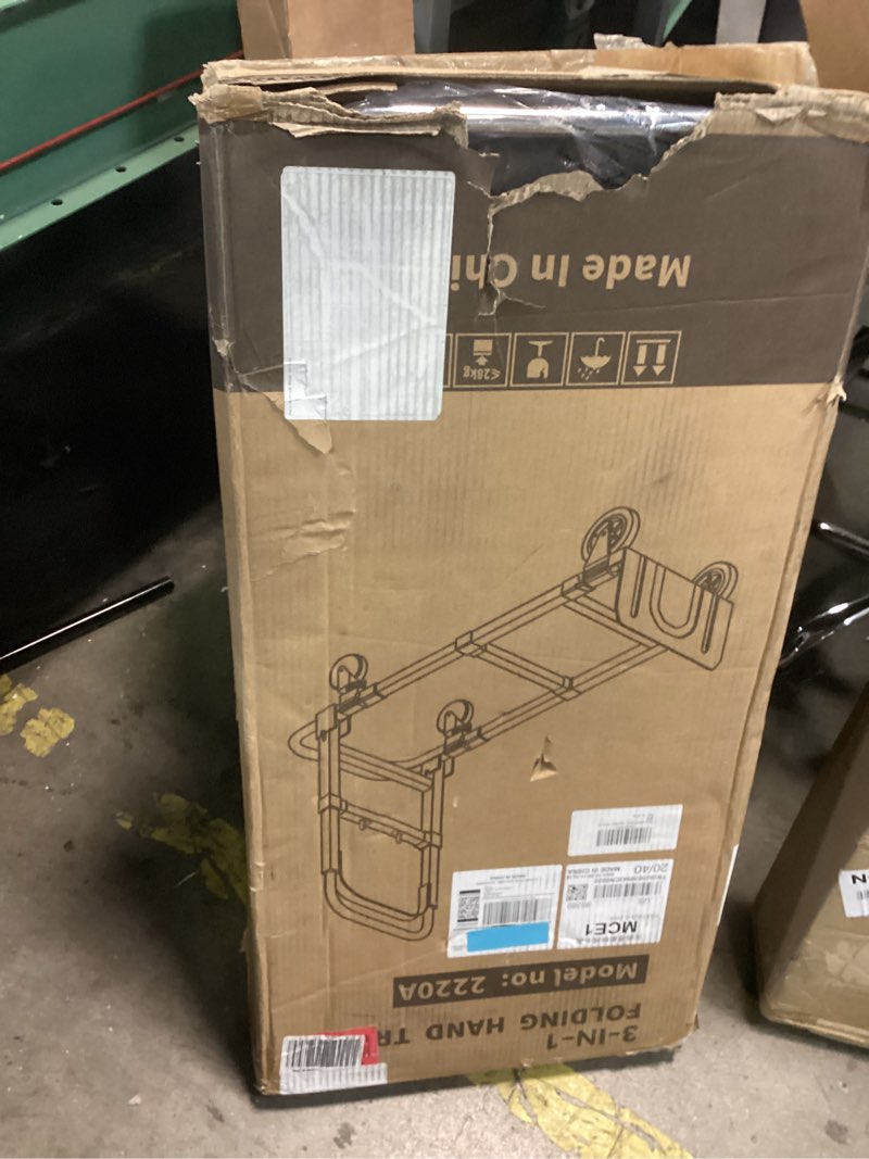 Condition photo showing Good Condition for 3 in 1 Collapsible Hand Truck Dolly Cart with Wheels Collapsible/Folding handtruck Dolly with IM & Straps/Portable/Adjustable Size/for Boxes/Cartons/Warehouse/Shopping/500 Lbs Load 500lbs