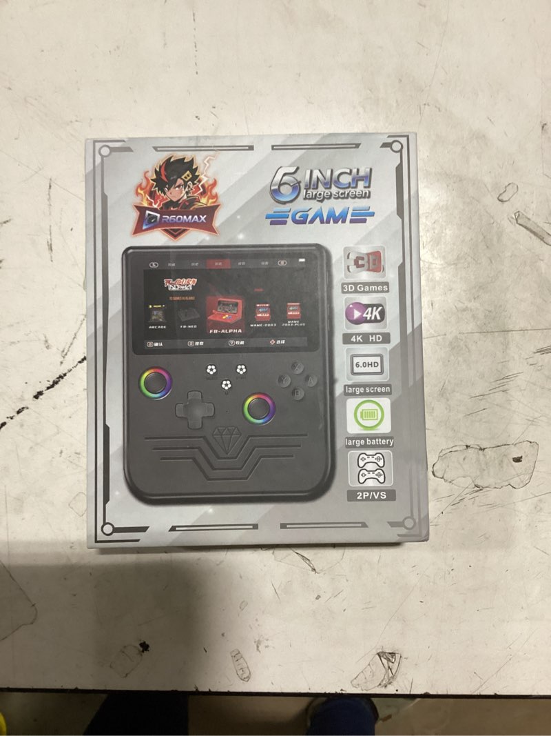 Condition photo showing New/Like New for r60max retro handheld game console, 6.0 inch hd ips screen, retro gaming console built-in 20000+games, portable video console, linux system, retro game consoles ultra-long standby time (white 128gb)
