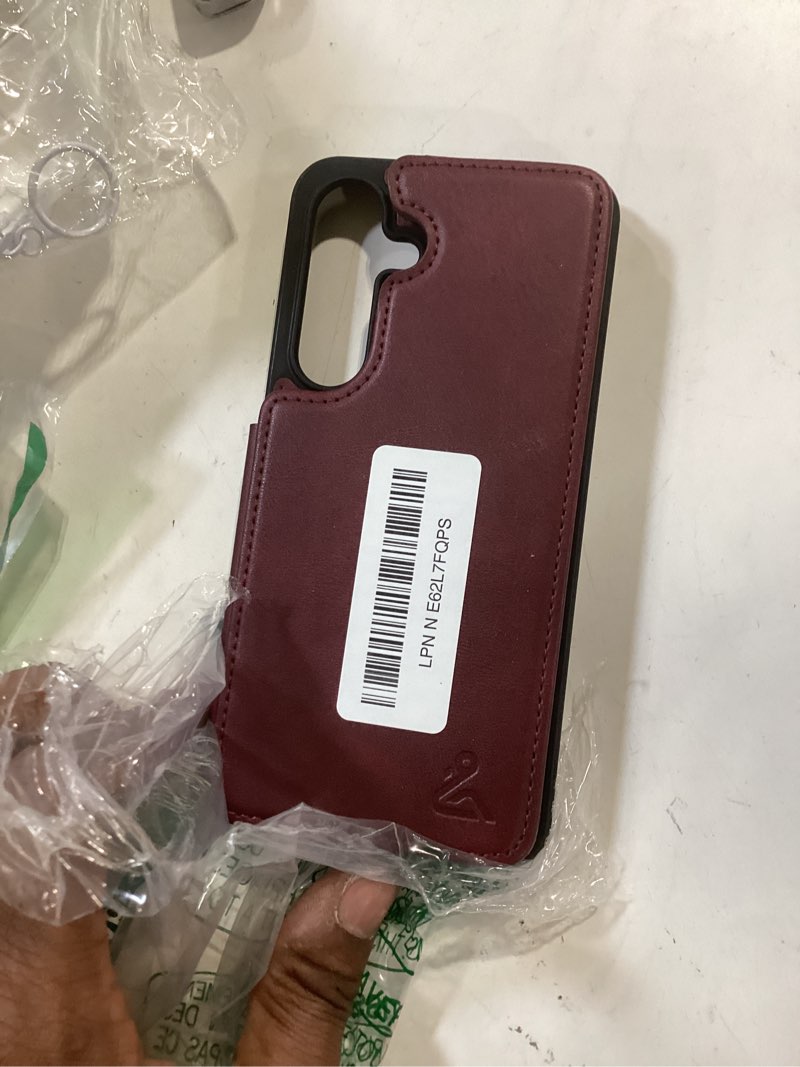 Condition photo showing Good Condition for djduck designed for samsung galaxy s25 fe case wallet with card holder, [magnetic clasp cover] [rfid blocking leather protection] shockproof women men cases for samsung s25 fe wine red