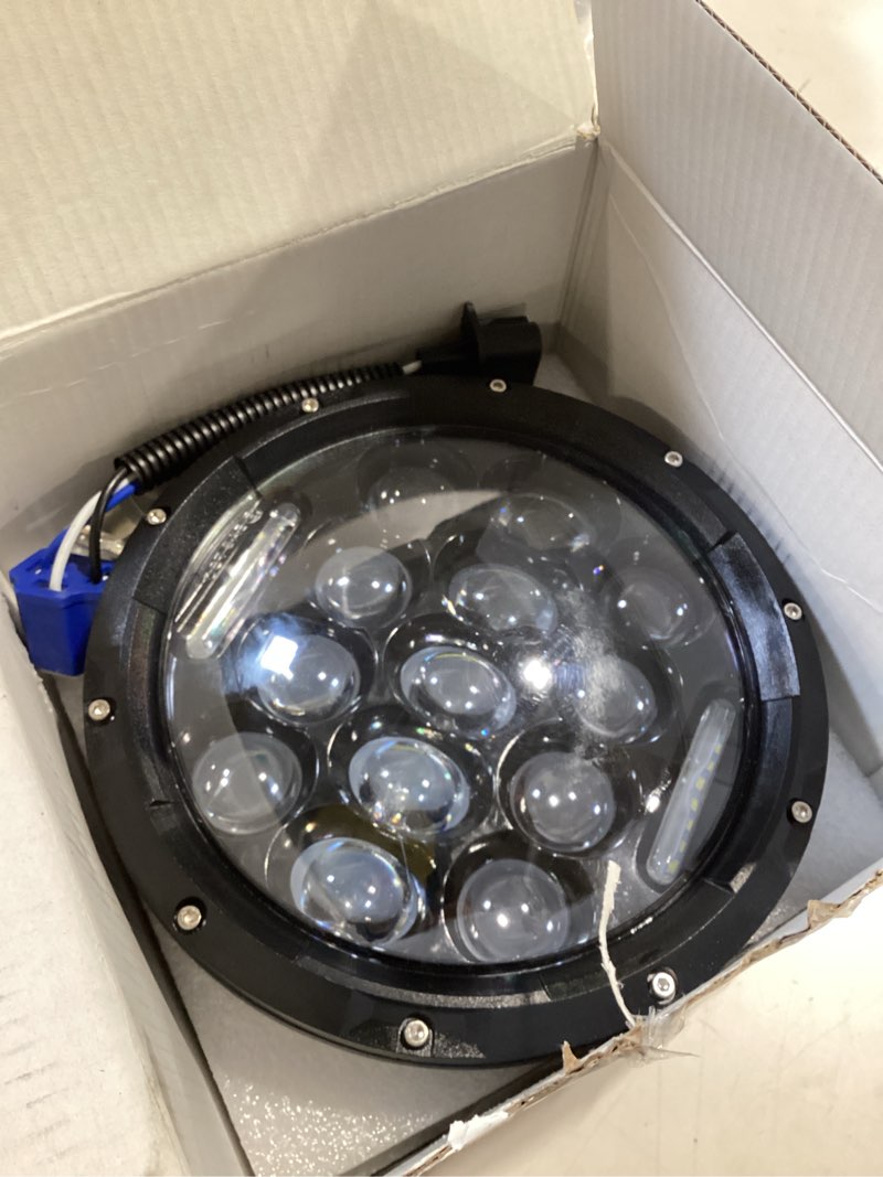 Condition photo showing As Is for jeep wrangler headlight,7 inch led headlights for jeep wrangler jk tj lj 1997–2020, dot approved 150w round led headlight with drl, 1000% brighter, plug & play h4 h13 adapter, 2 pack black black-a