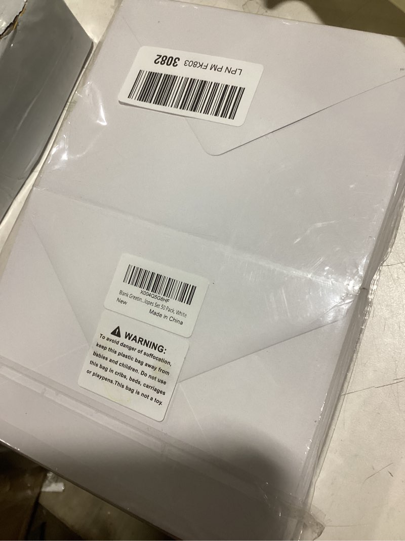 Condition photo showing Good Condition for blank cards and envelopes 5x7 inches, 50 pack white blank note cards greeting card and envelope set, folded cardstock with envelopes for diy greeting card, thank you card, invitations white a7 (5.25x7.25 in)