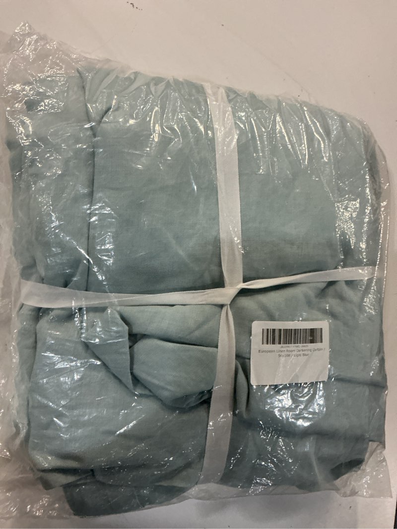 Condition photo showing New/Like New for european linen room darkening curtain / 96x108 / light blue