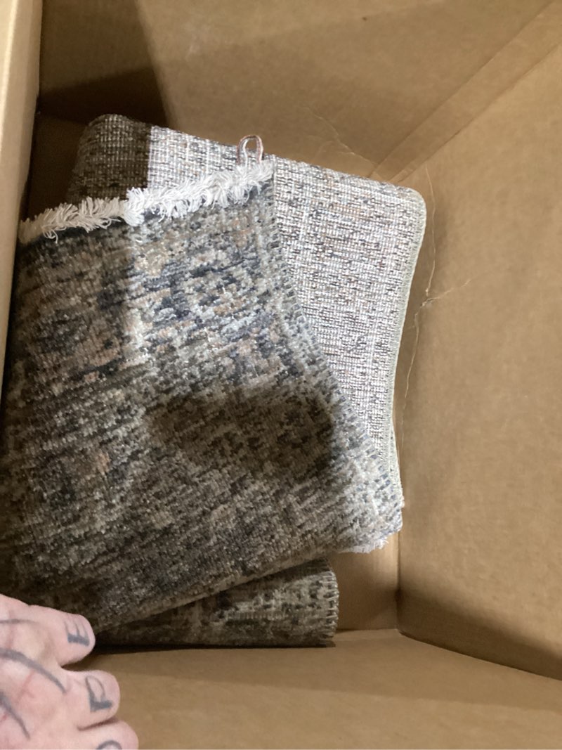 Condition photo showing As Is for loloi amber lewis molly collection mol-04 navy/blush 2'-3" x 3'-10" low pile accent rug navy/blush 2'3" x 3'10" (rectangular)