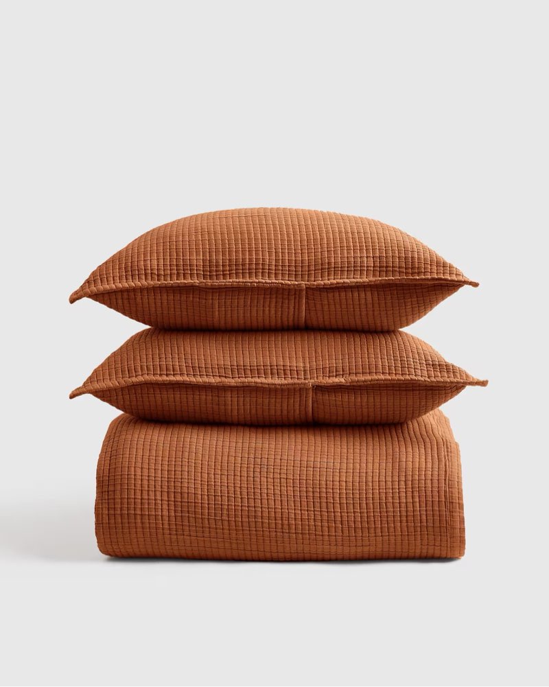 organic ribbed cotton coverlet set full/queen
