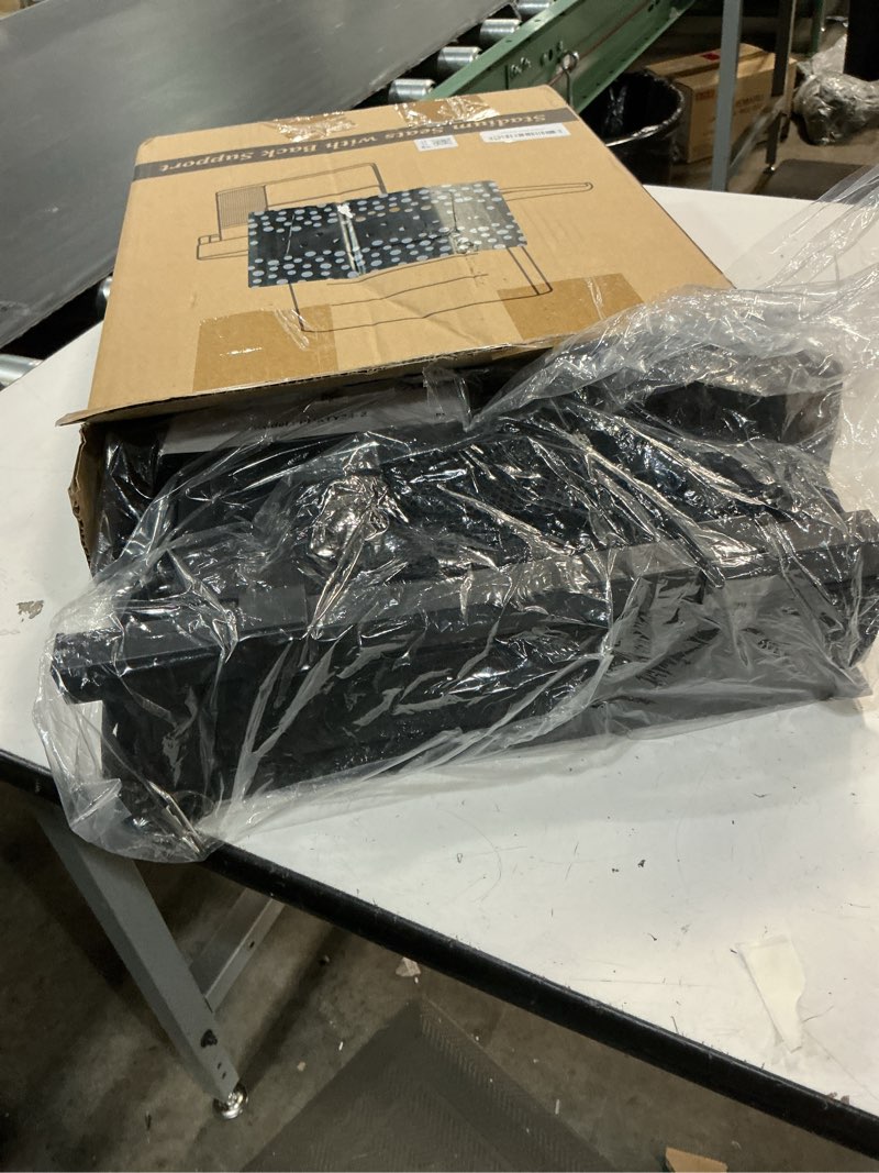 Condition photo showing Good Condition for stadium seats with back support,bleacher chairs with cushion, portable folding stadium chair with removable cushion and large pocket for school events sports game(black) 1 pack-16.4"w x 11.4"d x 15.6"h black
