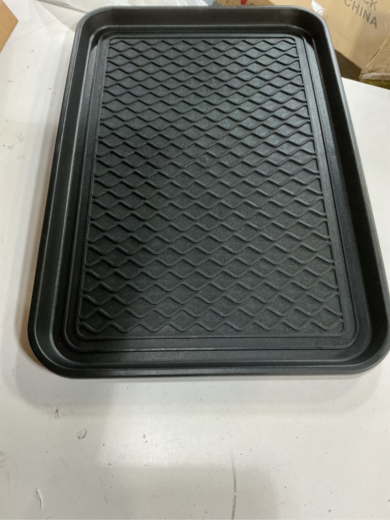 Condition photo showing Good Condition for all-weather indoor/outdoor boot tray - weather-resistant hard plastic shoe mat with raised edge for entryways, decks, and patios by stalwart (black) medium