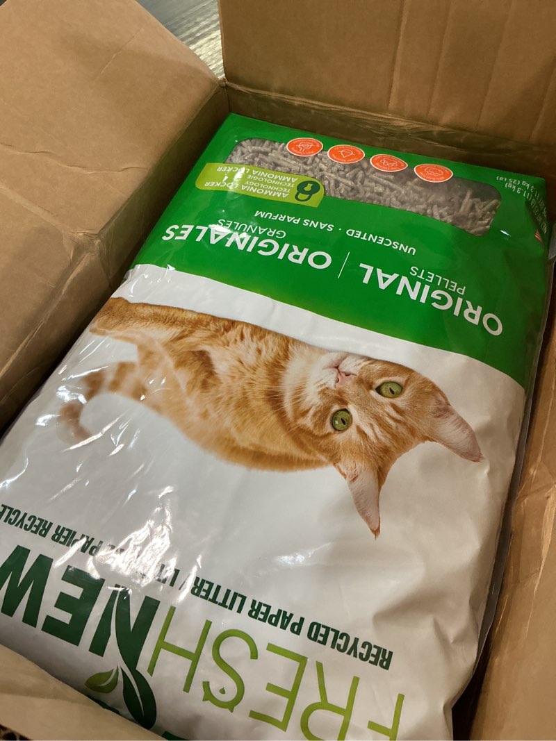 Condition photo showing Good Condition for fresh news recycled paper original pellet cat litter, 25 pound, non-clumping, unscented, made in usa original pellets 25 pounds