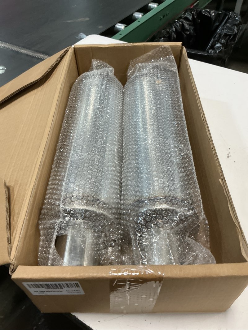 Condition photo showing New/Like New for 2.25 inch exhaust muffler, 2.25" inlet/outlet 20" overall length resonator, stainless steel straight through design performance muffler, 2 pcs 2pcs - 2.25" inlet 20" overall length(4.5" wide)