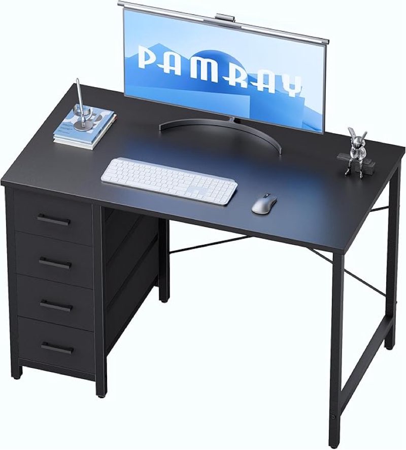pamray 32 inch computer desk with 4 drawers small office desk for home bedroom study writing simple 