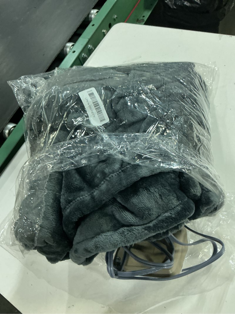 Condition photo showing As Is for sealy heated electric blanket twin size, flannel electric blanket with 10 heating levels & 1-12 hours auto shut off, fast heating warming blanket, machine washable, grey, 62 x 84 inch dark grey twin size 62" x 84"