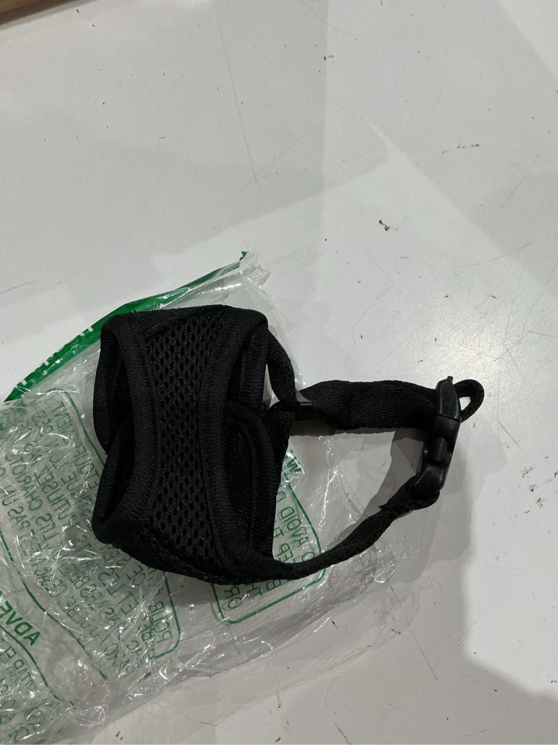 Condition photo showing As Is for seyezo dog muzzle, soft breathable muzzle for small medium large dogs, air mesh nylon muzzle cover prevent biting barking chewing, adjustable drinkable pet muzzle 6 sizes(black,s) black small