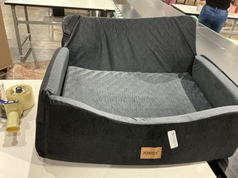 Condition photo showing Good Condition for dog car seat for large medium sized dogs under 55 lbs, dog booster seat for 2 small dogs with detachable washable cover and cushion, memory foam pet car seat with 2 safety belts and storage pockets dark grey medium/large