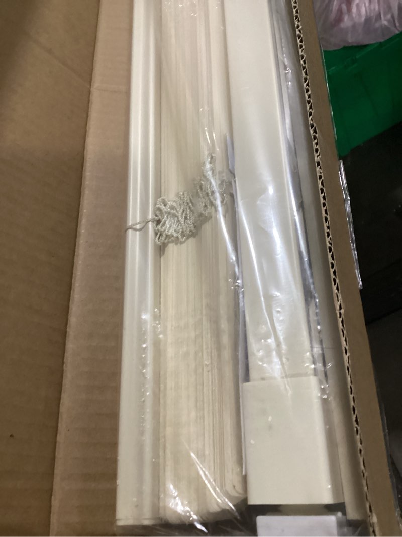 Condition photo showing Good Condition for LazBlinds No Tools No Drill 1" Vinyl Mini Blinds, Cordless Blinds for Windows, Light Filtering Horizontal Window Blinds & Shades, 34" W x 64" H, Cream Cordless-cream 34" W x 64" H