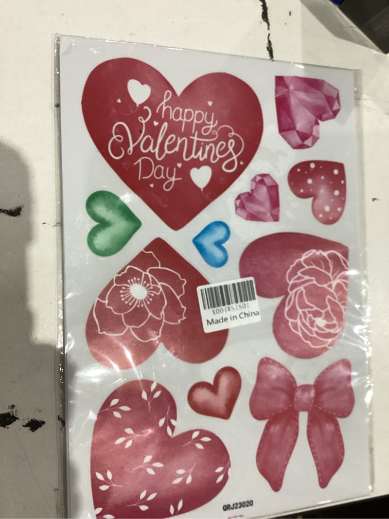 Condition photo showing New/Like New for 6 Sheets Valentines Window Cling Love Heart Bow Cherry Flower Window Stickers for Glass Valentine’s Day Window Decoration Pink Red Love Heart Decals for Wedding Anniversary Party Bedroom Decor Valentine’s Day Love Heart, Bow, Flower