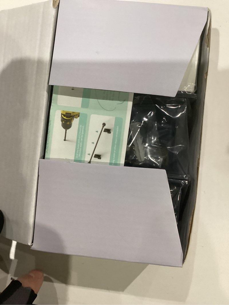 Condition photo showing Good Condition for No Drill Curtain Rod Brackets:Self Adhesive Curtain Rod Holders for Rod 5/8"No Screw,Heavy Duty Easy Curtain Rod Bracket No Drilling,No Damage Wall Renter Friendly Curtain Rod Hooks Black,10PCS Black 10 Pack Brackets (for rods 5/8" )