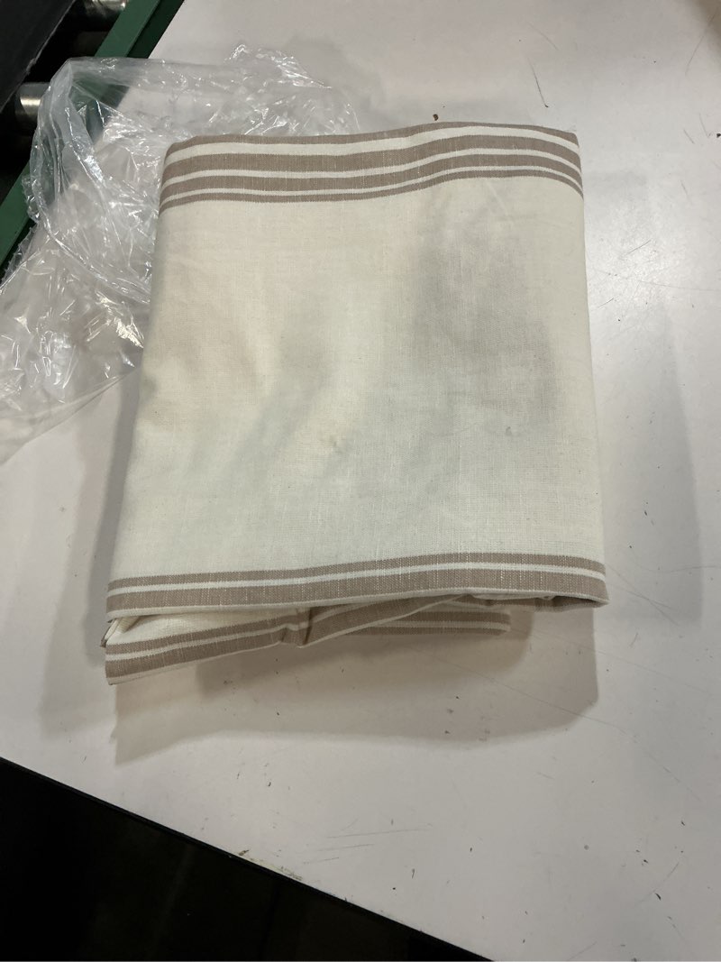 Condition photo showing Good Condition for quince coastal stripe linen cotton room darkening curtain - single panel color ivory/natural size 48x84