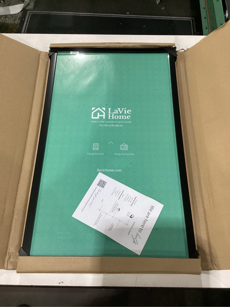 Condition photo showing New/Like New for LaVie Home 14x24 Picture Frame for Wall Display, 14x24 Black Picture Frame with HD Plexiglas, 14 x 24 Photo Frame 1 Pack, Display Frame for Vertical or Horizontal, Classic Collection