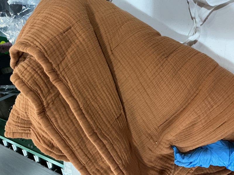 Condition photo showing As Is for (only 1 piece)organic cotton gauze dream quilt set, king/cal king, terracotta
