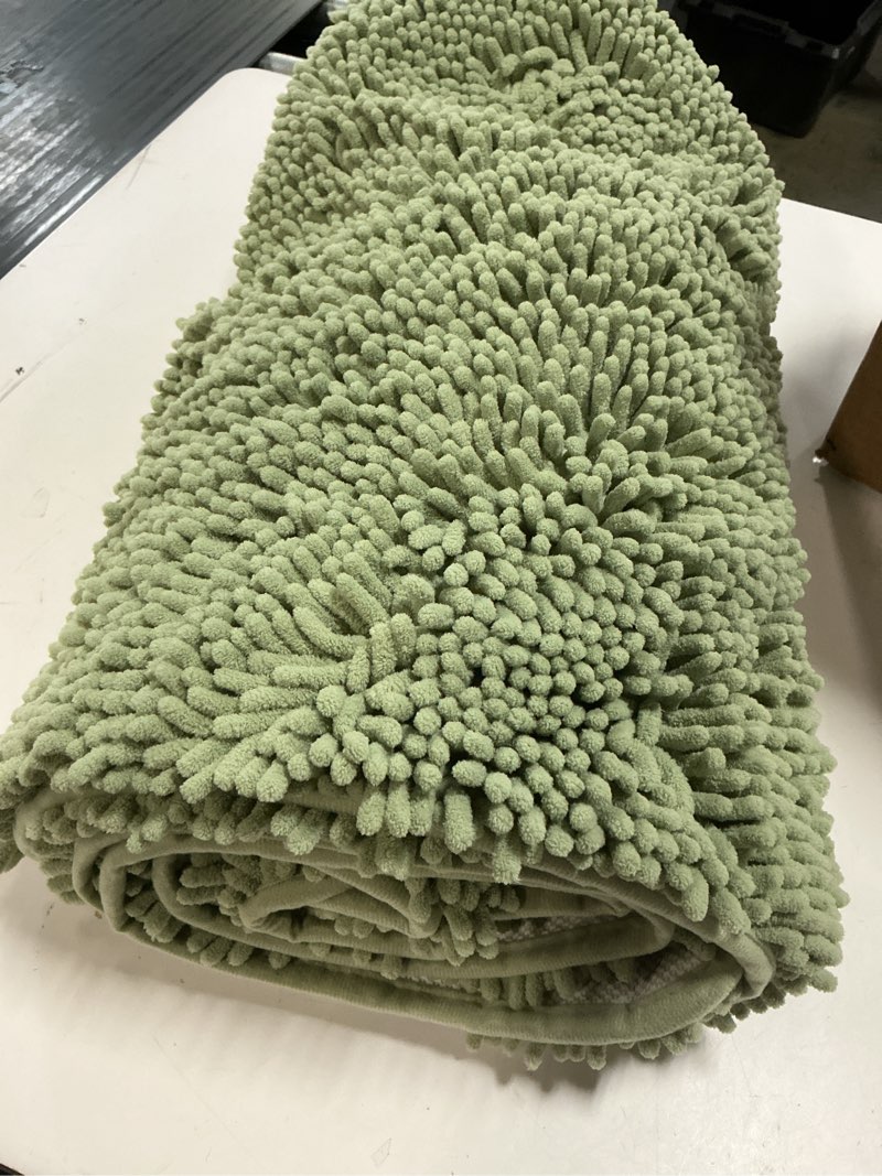 Condition photo showing Good Condition for olanly bathroom rugs sets 2 piece, soft absorbent chenille bath mats area rug set, non-slip, quick dry, machine washable bath mats for bathroom, home decor accessories (59"x20"+30"x20", sage green) sage green rectangular 59" x 20" + 30" x 20"