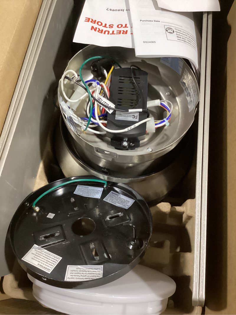 Condition photo showing Good Condition for Harbor Breeze Calverton Easy2Hang 52-in Brushed Nickel with Light Brown Woodgrain/Gray