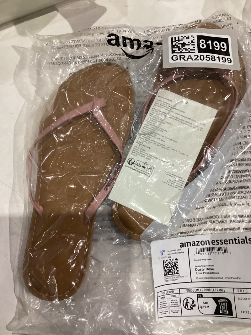 Condition photo showing New/Like New for Amazon Essentials Women's Thong Sandal 6.5 Dusty Rose