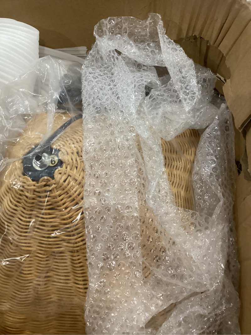 Condition photo showing Good Condition for Arturesthome 19.6" Rattan Chandelier Boho Pendant Light,Hand Woven Pendant Lighting for Dining Room,Rustic Hanging Light Ceiling Light for Living Room Bedroom Rattan W 19.68" * H 8.26"